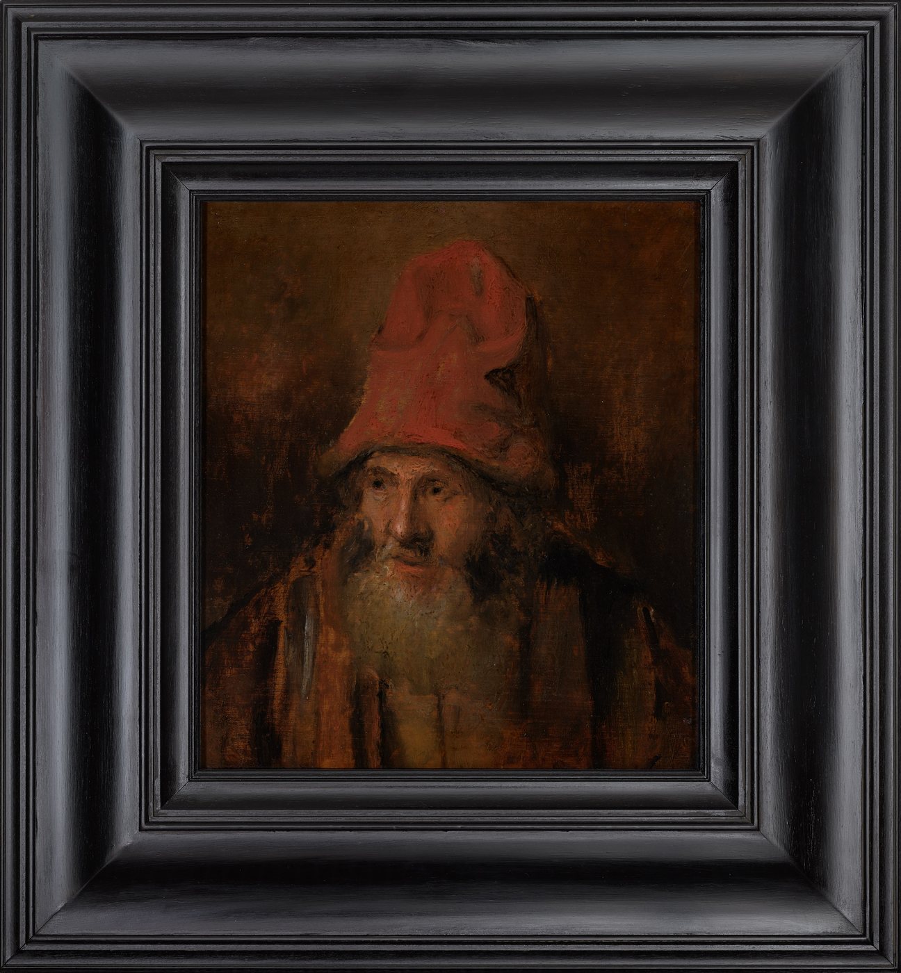 Tronie of a Man with a Tall, Fur-Edged Red Cap, Karel van der Pluym